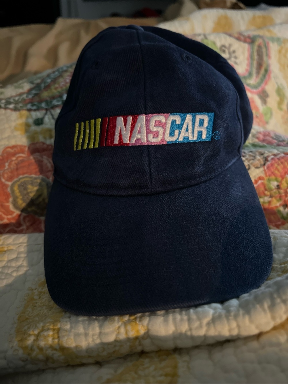 Nascar Navy Embroidered Logo Hat with Multicolor Accents